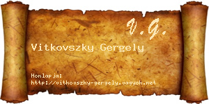 Vitkovszky Gergely névjegykártya